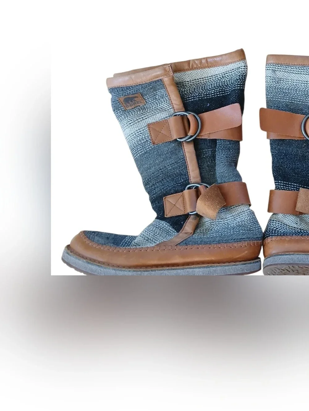 Sorel Chipahko Women's Boots 9 Combo Wool & Leather Knee-High Southwestern